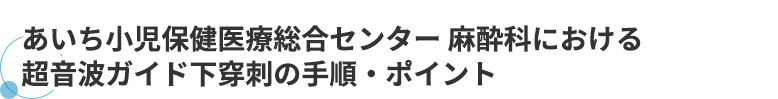あいち小児保健医療総合センター 麻酔科における 超音波ガイド下穿刺の手順・ポイント