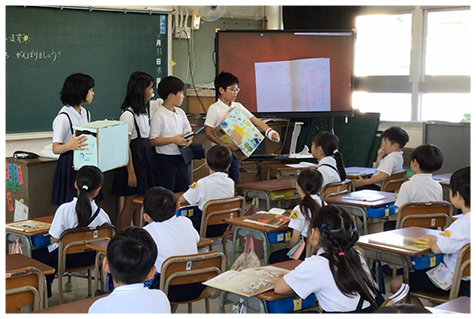 児童たちが発表をしている様子